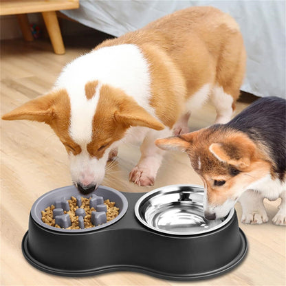 PETSWOL Dog Water And Food Bowls With Slow Feeder_5