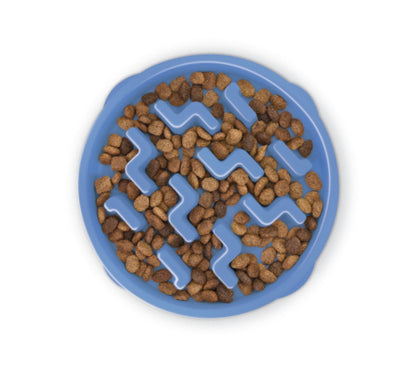 Outward Hound Fun Feeder Slow Food Bowl for Dogs Blue Notch