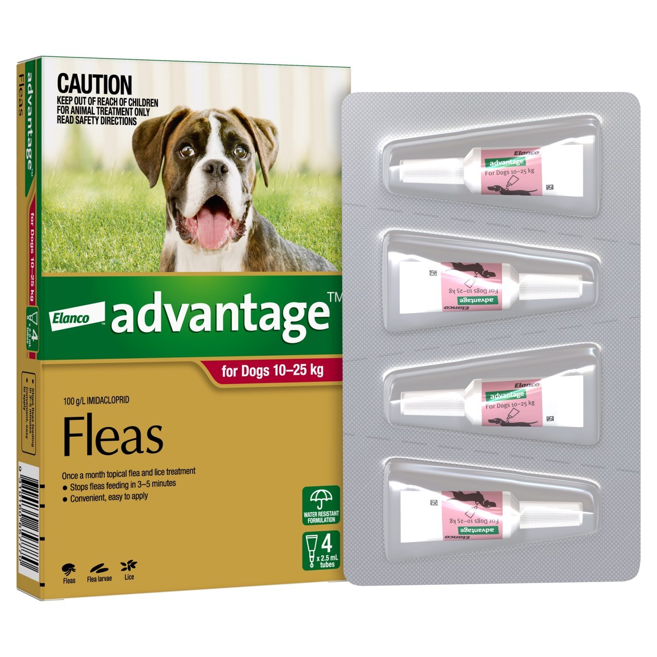 Advantage Spot-On Flea Control for Dogs 10-25kg - 4 pack