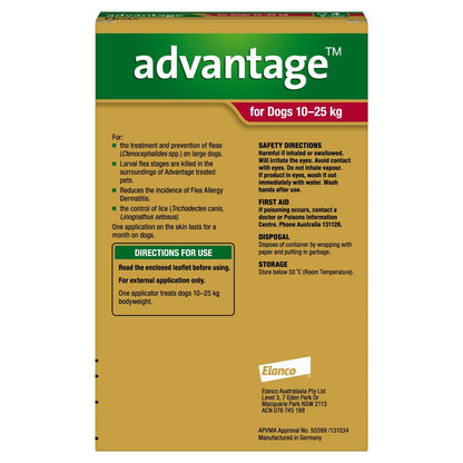 Advantage Spot-On Flea Control for Dogs 10-25kg - 4 pack