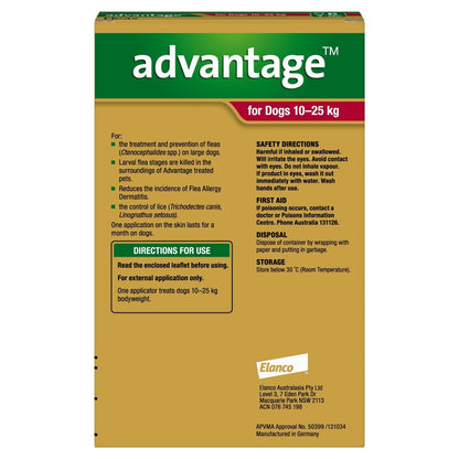 Advantage Spot-On Flea Control for Dogs 10-25kg - 6 pack