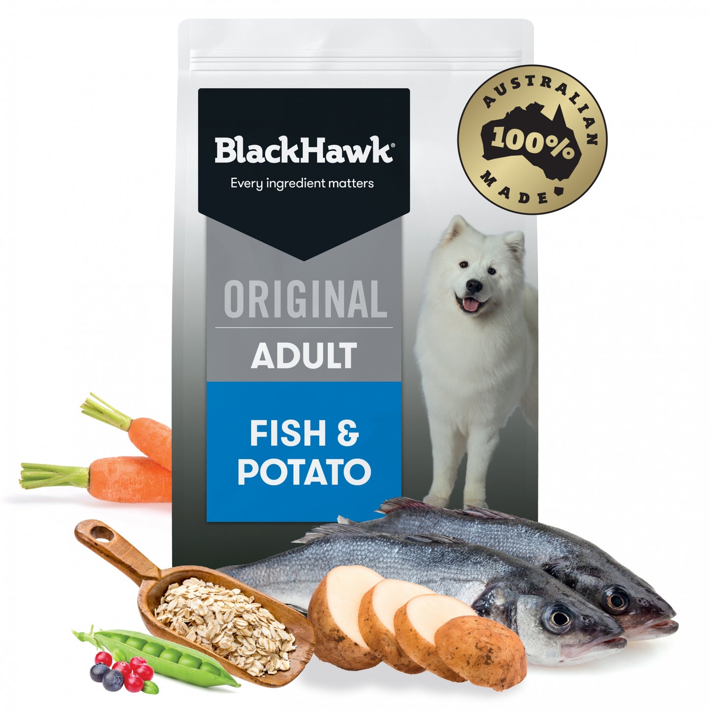 Black Hawk Adult Dog Fish & Potato Dry Food