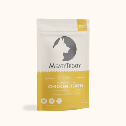 Meaty Treaty Freeze Dried Australian Chicken Hearts Cat & Dog Treats 100g