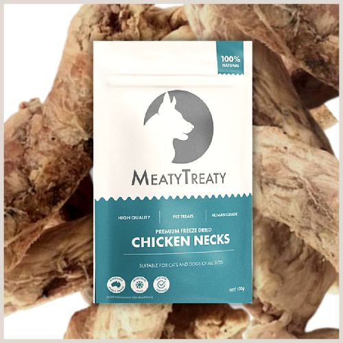 Meaty Treaty Freeze Dried Australian Chicken Necks Cat & Dog Treats 100g