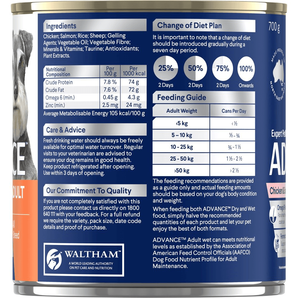 Advance Adult Dog Wet Food Chicken & Salmon with Rice - 12 x 700g