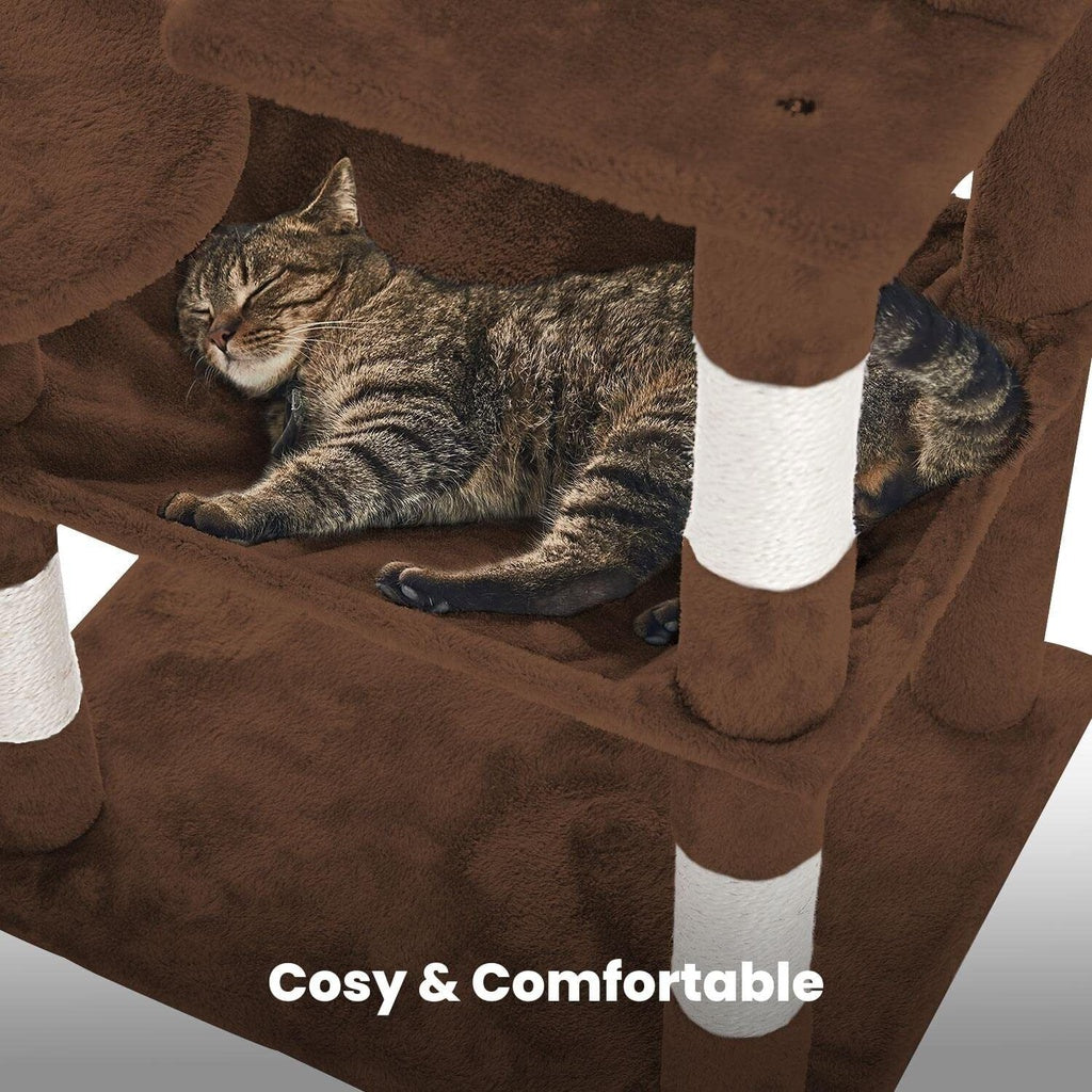 118cm Plush Cat Condo Cat Tree Brown