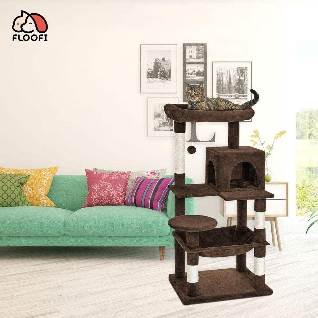 118cm Plush Cat Condo Cat Tree Brown