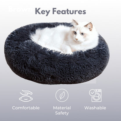 XL 100CM Round Pet Bed (Light Grey)