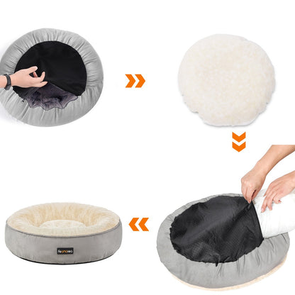 50cm Dog or Cat Sofa Bed Round Shape Fabric Light Grey