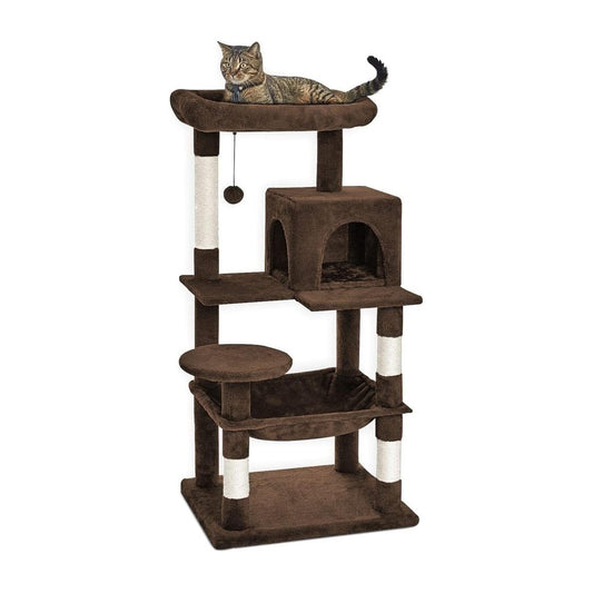 118cm Plush Cat Condo Cat Tree Brown