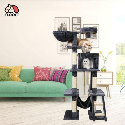 155cm Plush Cat Condo Cat Tree Dark Grey