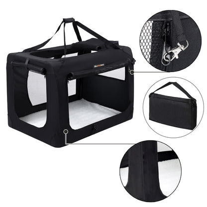 Dog Kennel Transport Box Folding Fabric Pet Carrier 60cm Black