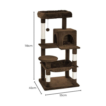 118cm Plush Cat Condo Cat Tree Brown