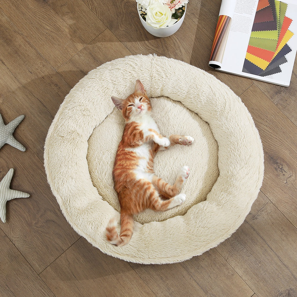 55cm Dog or Cat Sofa Bed Round Shape Fabric Grey