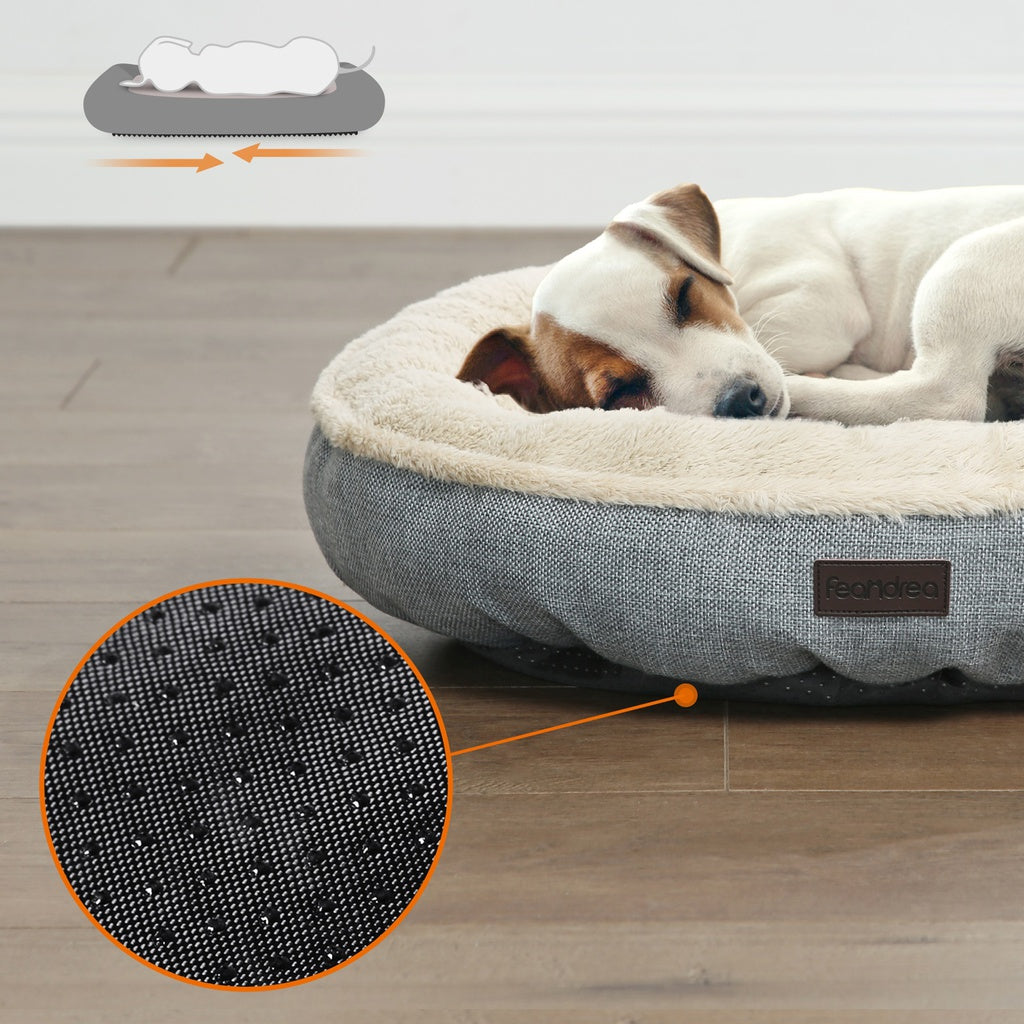 55cm Dog or Cat Sofa Bed Round Shape Fabric Grey