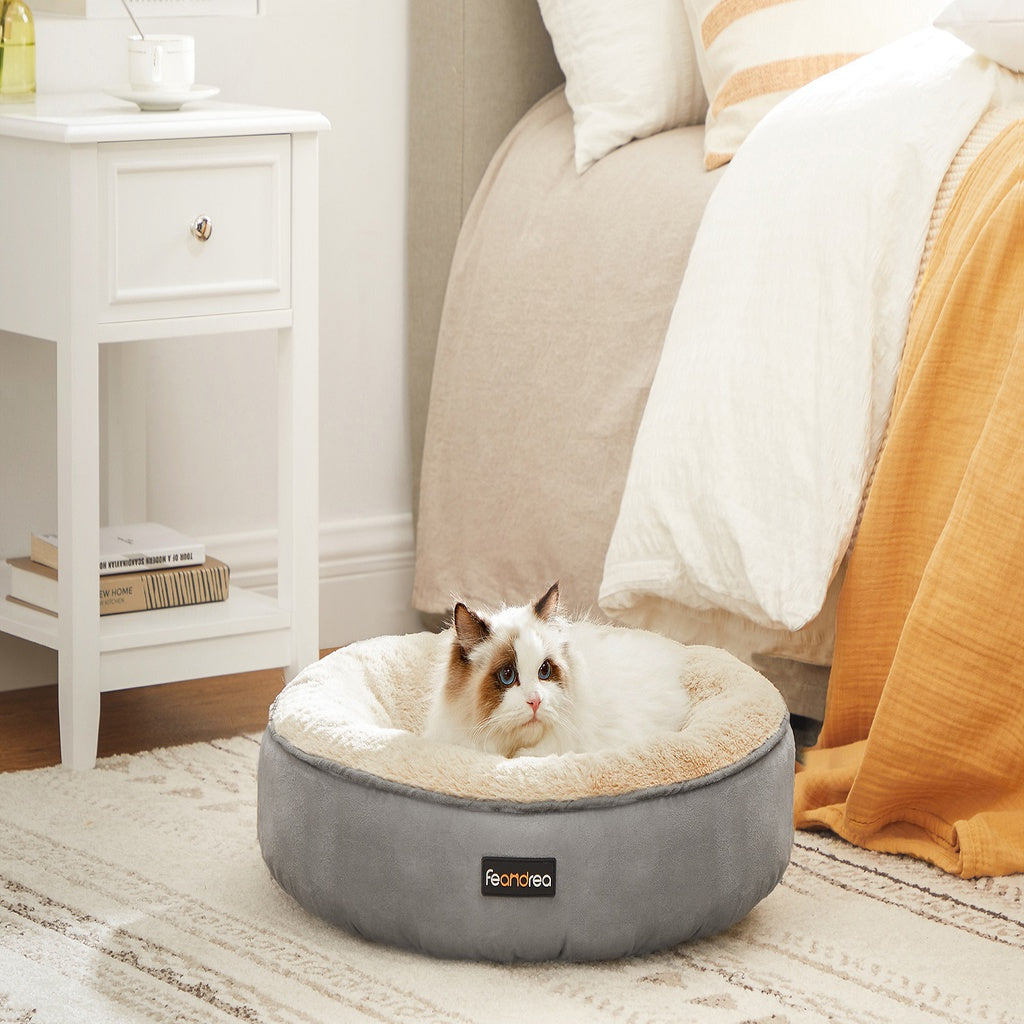 50cm Dog or Cat Sofa Bed Round Shape Fabric Light Grey