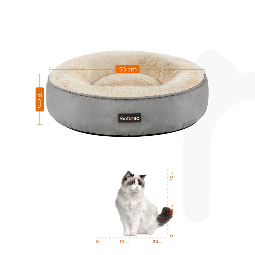 50cm Dog or Cat Sofa Bed Round Shape Fabric Light Grey