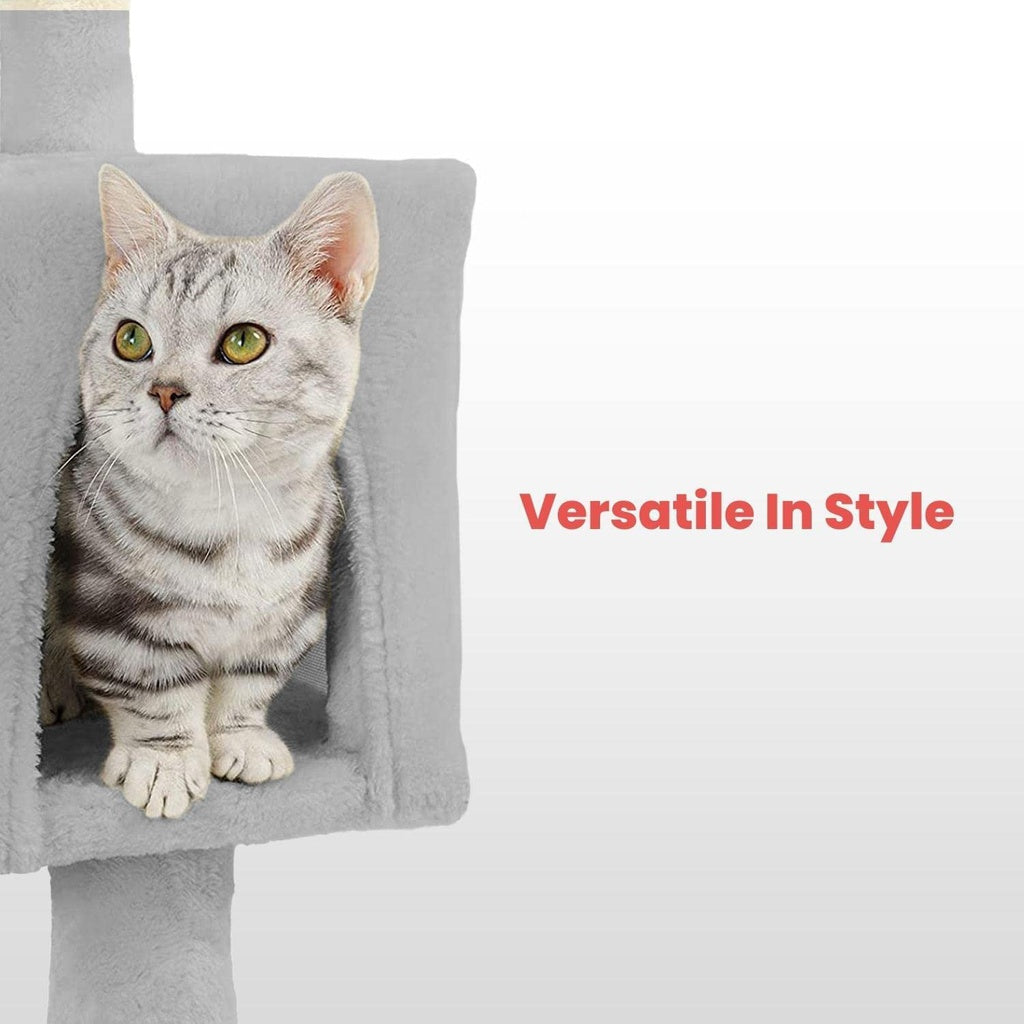 97cm Adjustable Base Plush Cat Tree Light Grey