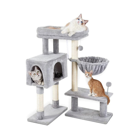 97cm Adjustable Base Plush Cat Tree Light Grey