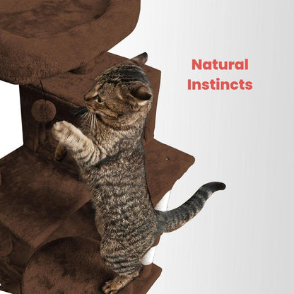 118cm Plush Cat Condo Cat Tree Brown