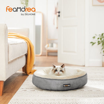 50cm Dog or Cat Sofa Bed Round Shape Fabric Light Grey