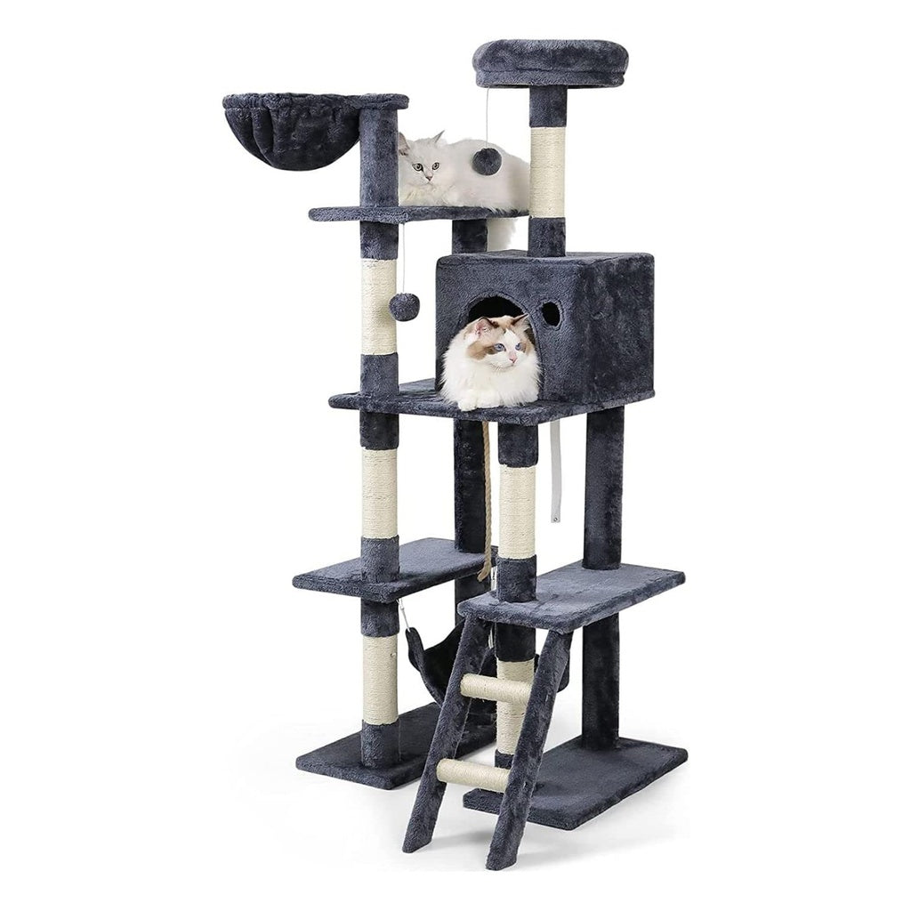 155cm Plush Cat Condo Cat Tree Dark Grey