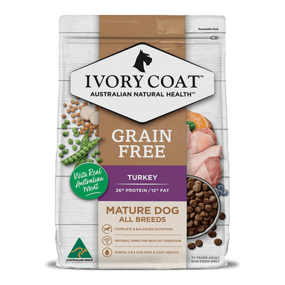 Ivory Coat Mature Dog Grain Free Turkey Dry Dog Food