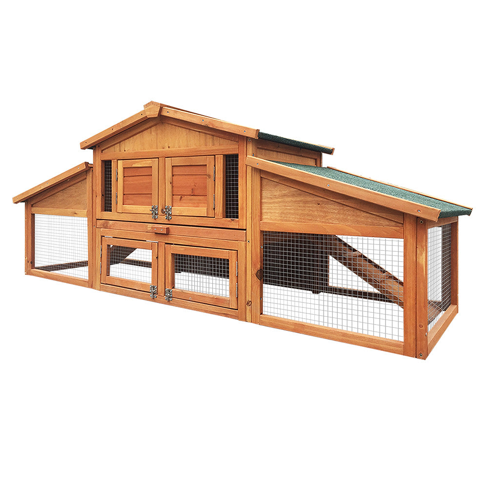 Chicken Coop, Rabbit Hutch 169cm x 52cm x 72cm Large Outdoor Wooden Cage