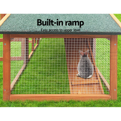 Chicken Coop, Rabbit Hutch 169cm x 52cm x 72cm Large Outdoor Wooden Cage