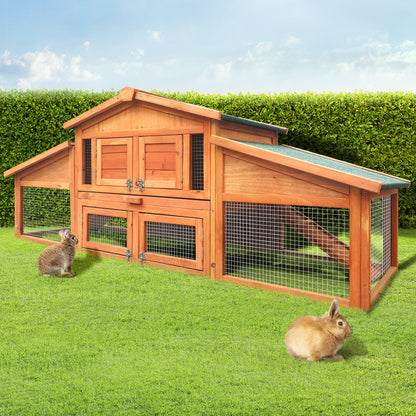 Chicken Coop, Rabbit Hutch 169cm x 52cm x 72cm Large Outdoor Wooden Cage