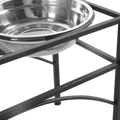 Dual Raised Pet Feeder Bowl Stainless Steel Food Water Stand Large