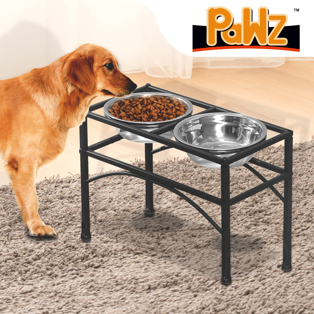 Dual Raised Pet Feeder Bowl Stainless Steel Food Water Stand Large