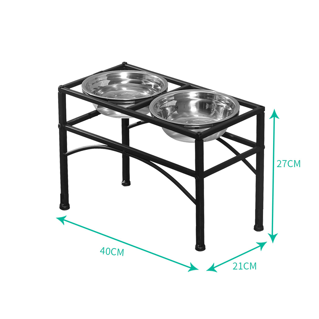 Dual Raised Pet Feeder Bowl Stainless Steel Food Water Stand Medium