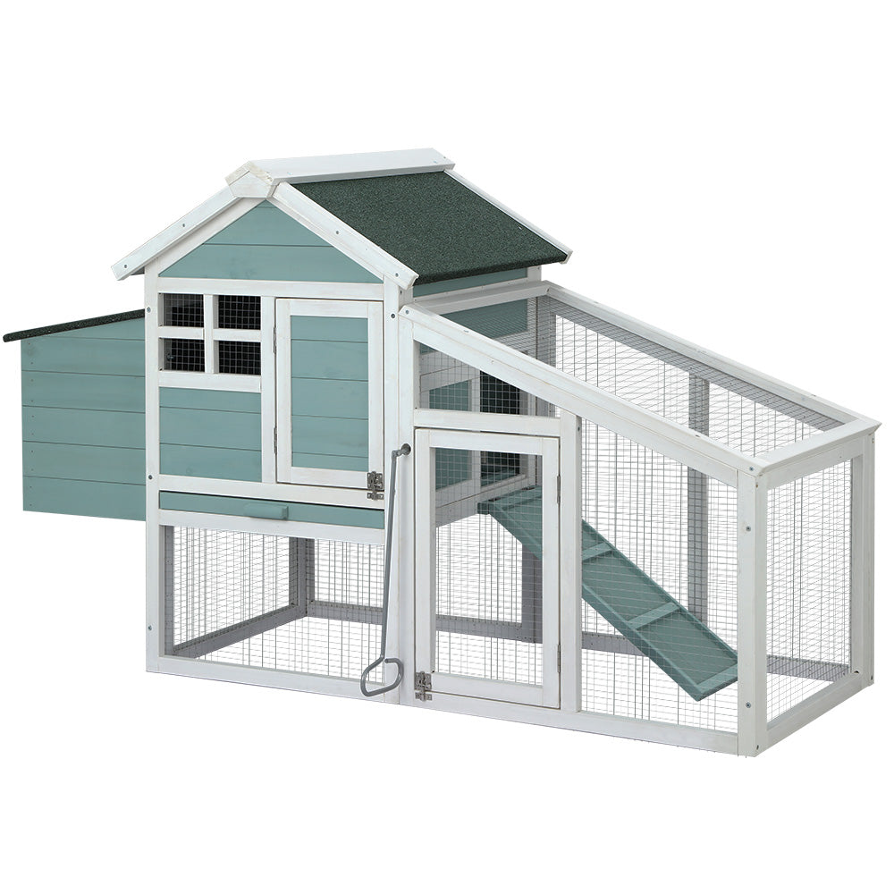 Chicken Coop, Rabbit Hutch, Guinea pigs 150cm x 60cm x 93cm Wooden Outdoor Large House Run Cage