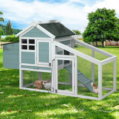 Chicken Coop, Rabbit Hutch, Guinea pigs 150cm x 60cm x 93cm Wooden Outdoor Large House Run Cage