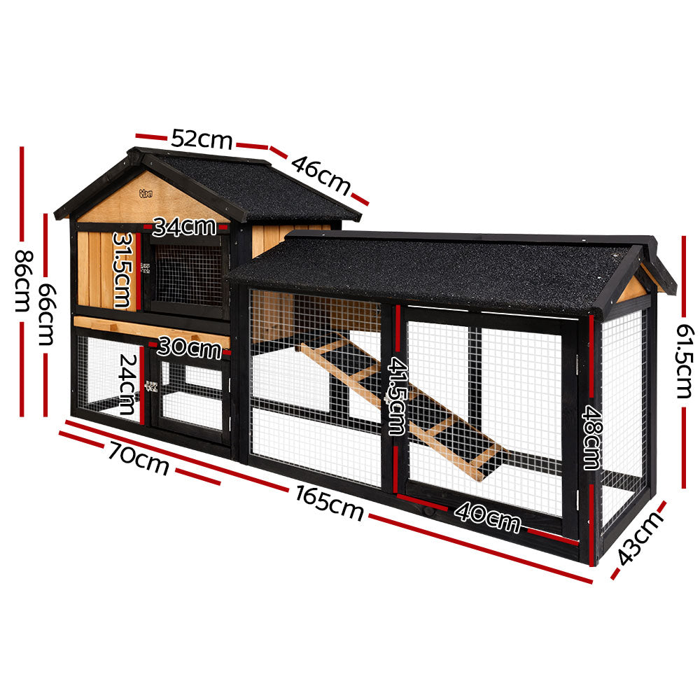 Chicken Coop, Rabbit Hutch, Guinea Pig 165cm x 43cm x 86cm Extra Large Cage Wooden Outdoor