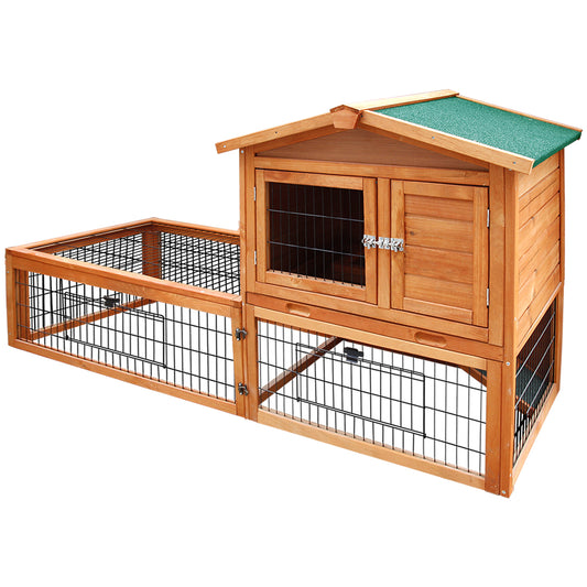 Chicken Coop, Rabbit Hutch 155cm x 49cm x 90cm Large Run Wooden Cage