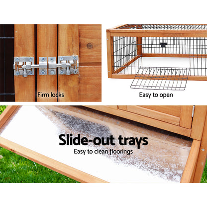 Chicken Coop, Rabbit Hutch 155cm x 49cm x 90cm Large Run Wooden Cage