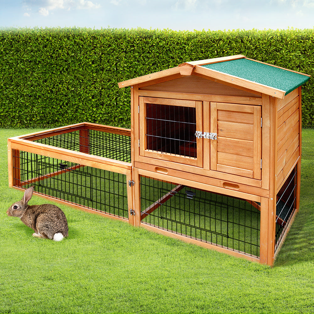 Chicken Coop, Rabbit Hutch 155cm x 49cm x 90cm Large Run Wooden Cage