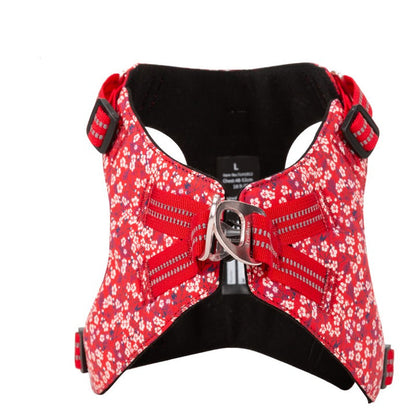 Floral Dog Harness Red XS