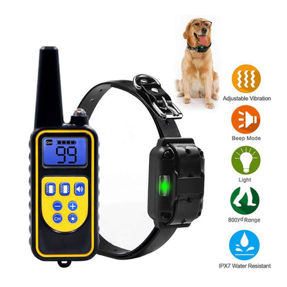 Dog Anti Bark Collar - 1 x 800m Range Receiver Vibration Sound Light Training Device