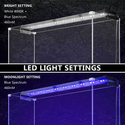 18W Set of 2 Aquarium Blue White LED Light for Tank 75-95cm