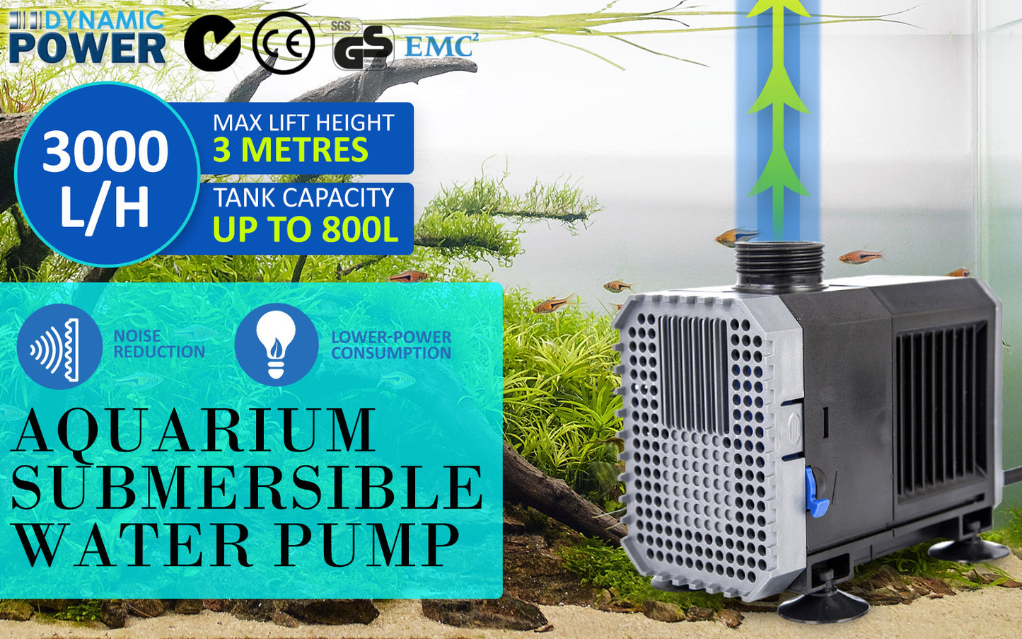 Aquarium Submersible Pond Water Pump 3000L/H