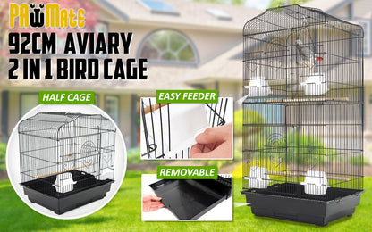 Bird Cage Parrot Aviary 2in1 Design 92cm