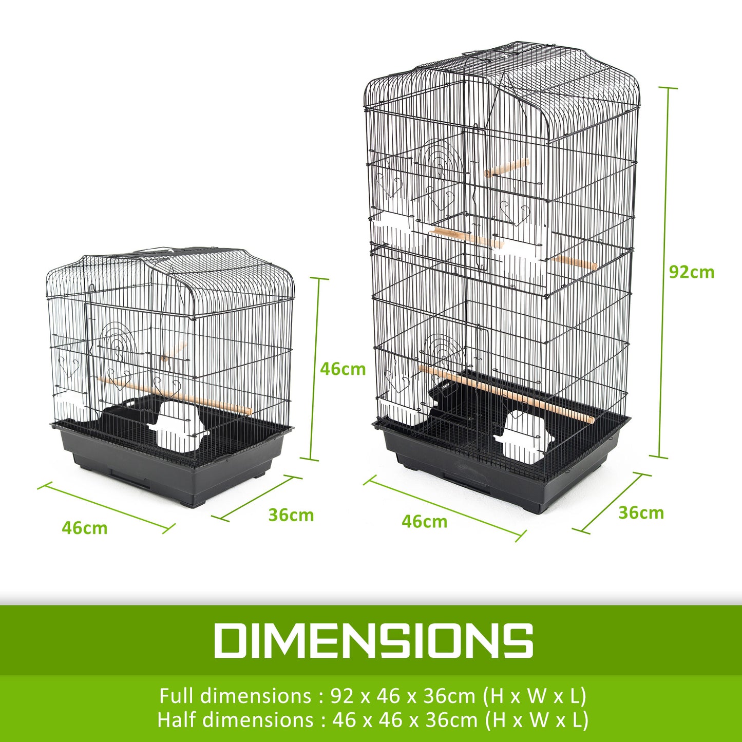 Bird Cage Parrot Aviary 2in1 Design 92cm