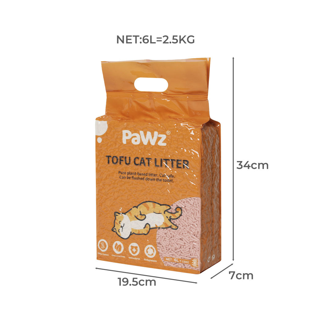 2.5kg Tofu Cat Litter Clumping Flushable Fast Super Absorbent Peach x2