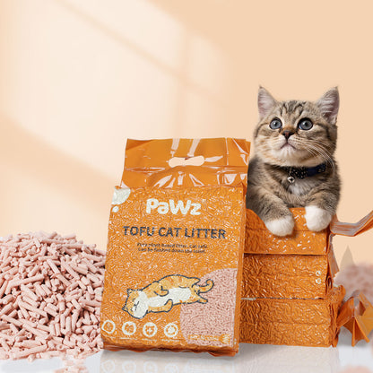 2.5kg Tofu Cat Litter Clumping Flushable Fast Super Absorbent Peach x2